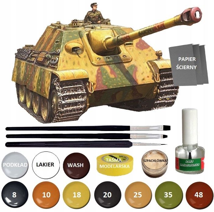 Modelis cisterna pantera tank panther type g + akrila krāsas modeļiem. aksesuāri
