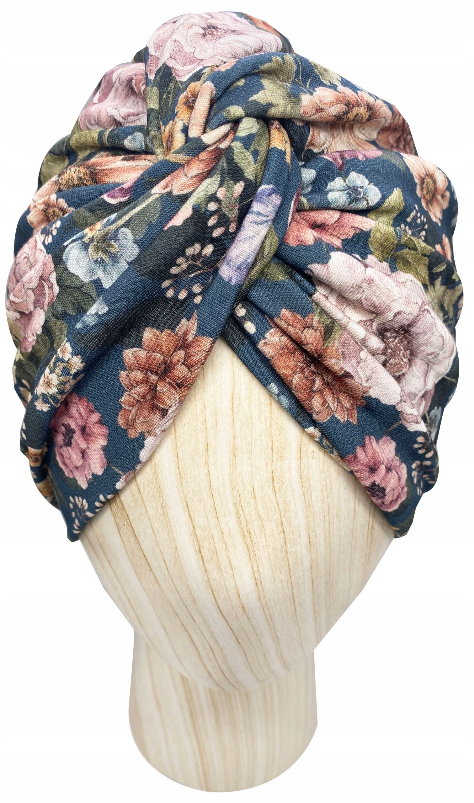  Mütze turban twist jersey baumwolle green lines onkologie