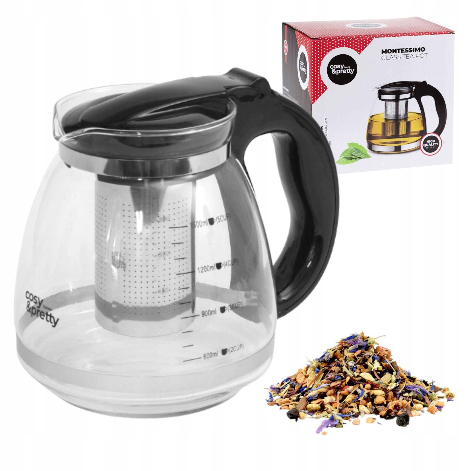  Infusorien für tee, kräuter glaskrug mit infusorien sieb 1.5 l