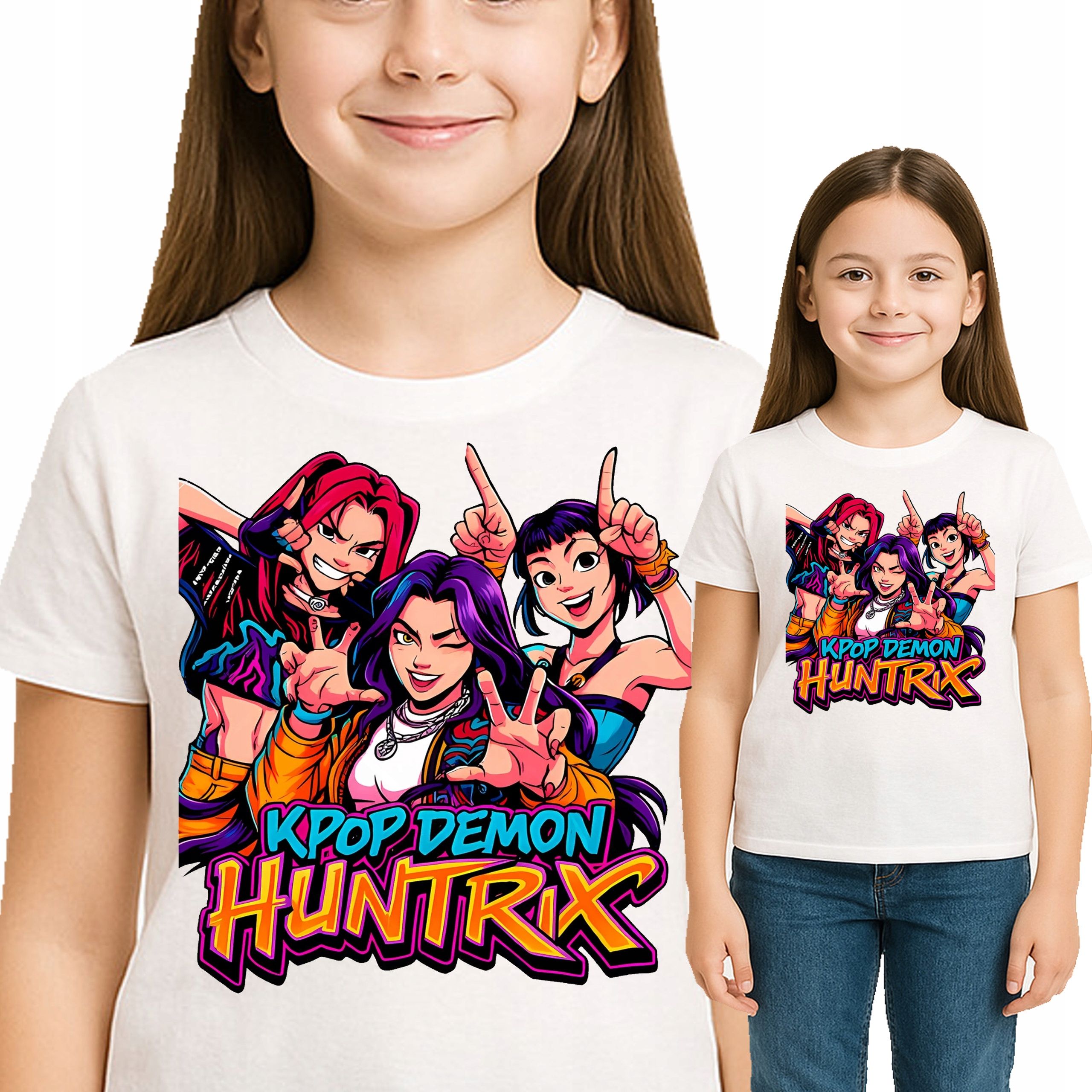  T-shirt huntrix hunters k-pop demon anime qualität premium 140 3524 schwarze farbe