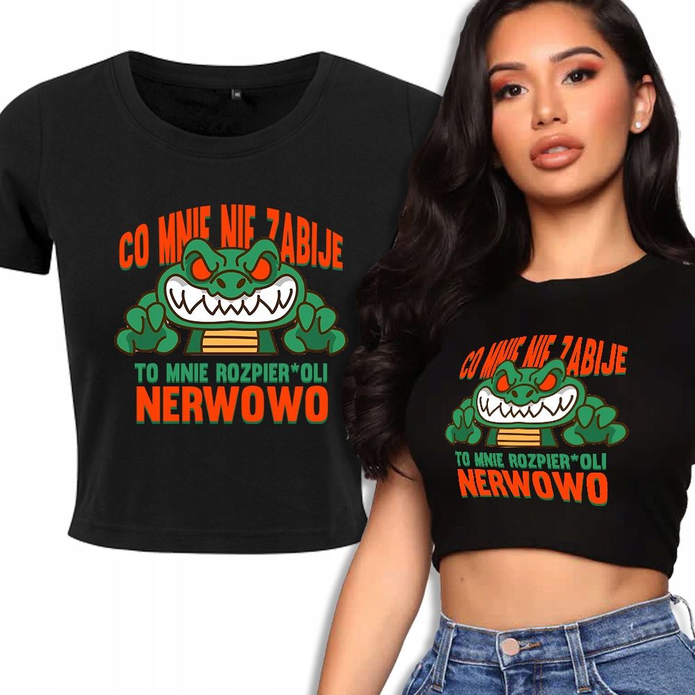  T-shirt kurz crop weiß mermaid muster - s
