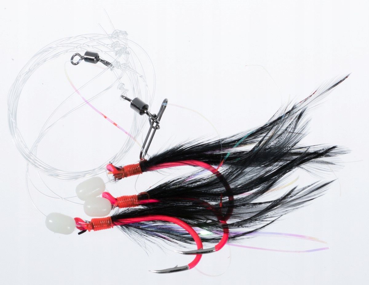  Jūrinis rinkinys menkės sistemėlė jaxon white / red 5,5cm 140cm žvejybos