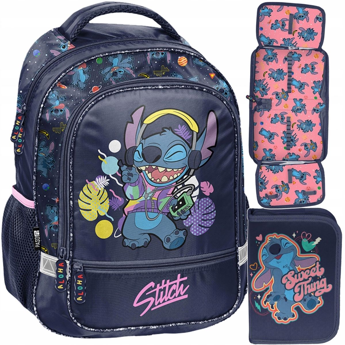  Stitch garnitur 6 elem. rucksack zur schule stich für mädchen in klassen 1-4 paso