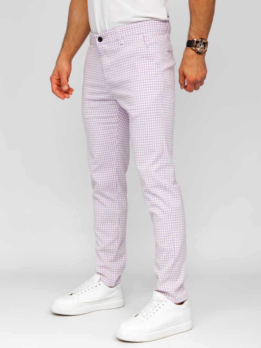 Kalhoty ve stylu chino tkanina kostkovaný meskie šedá 184171 denley_30/s