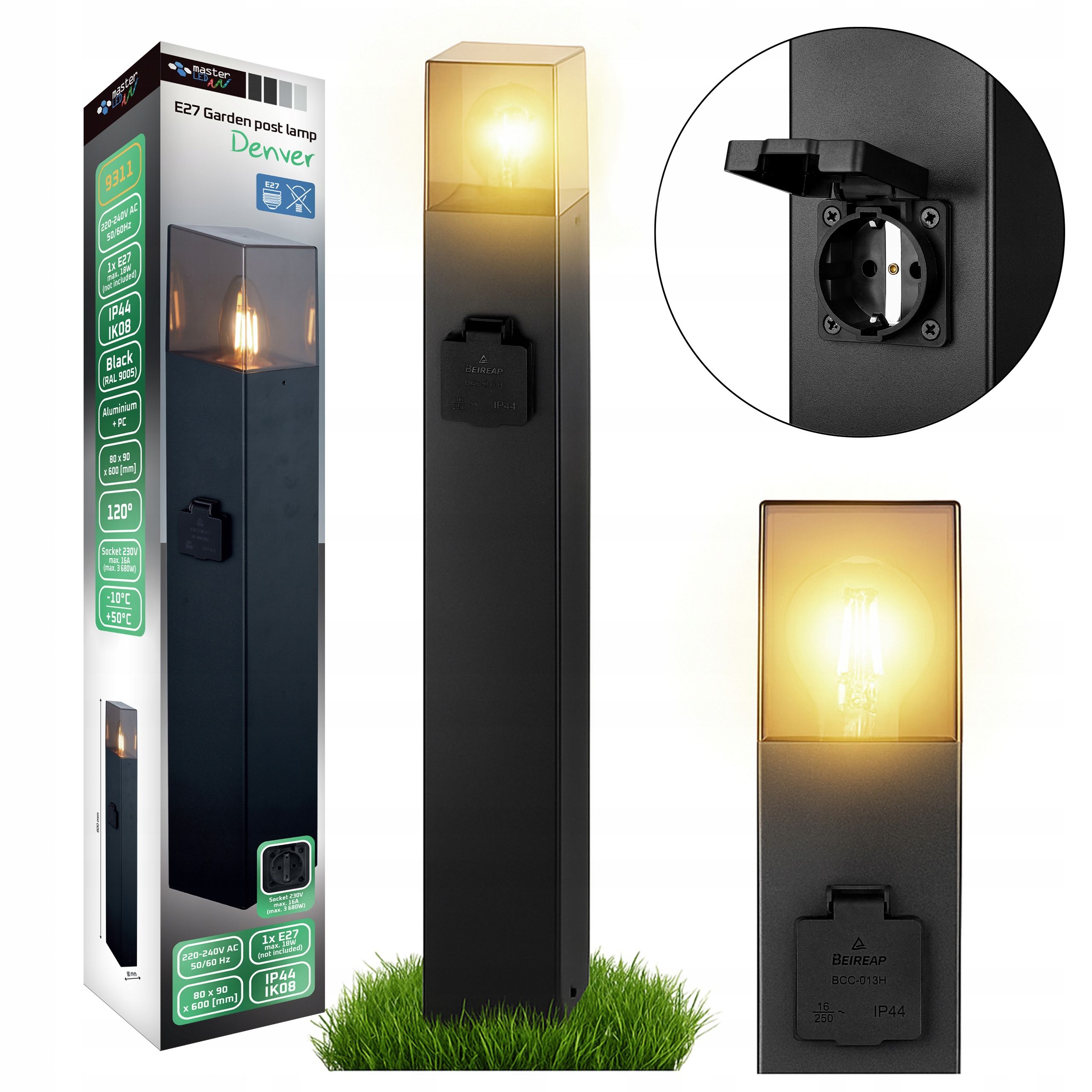  Led stojací lampa zahrada 45cm sloupec pohybový senzor zewnetrzna e27 led
