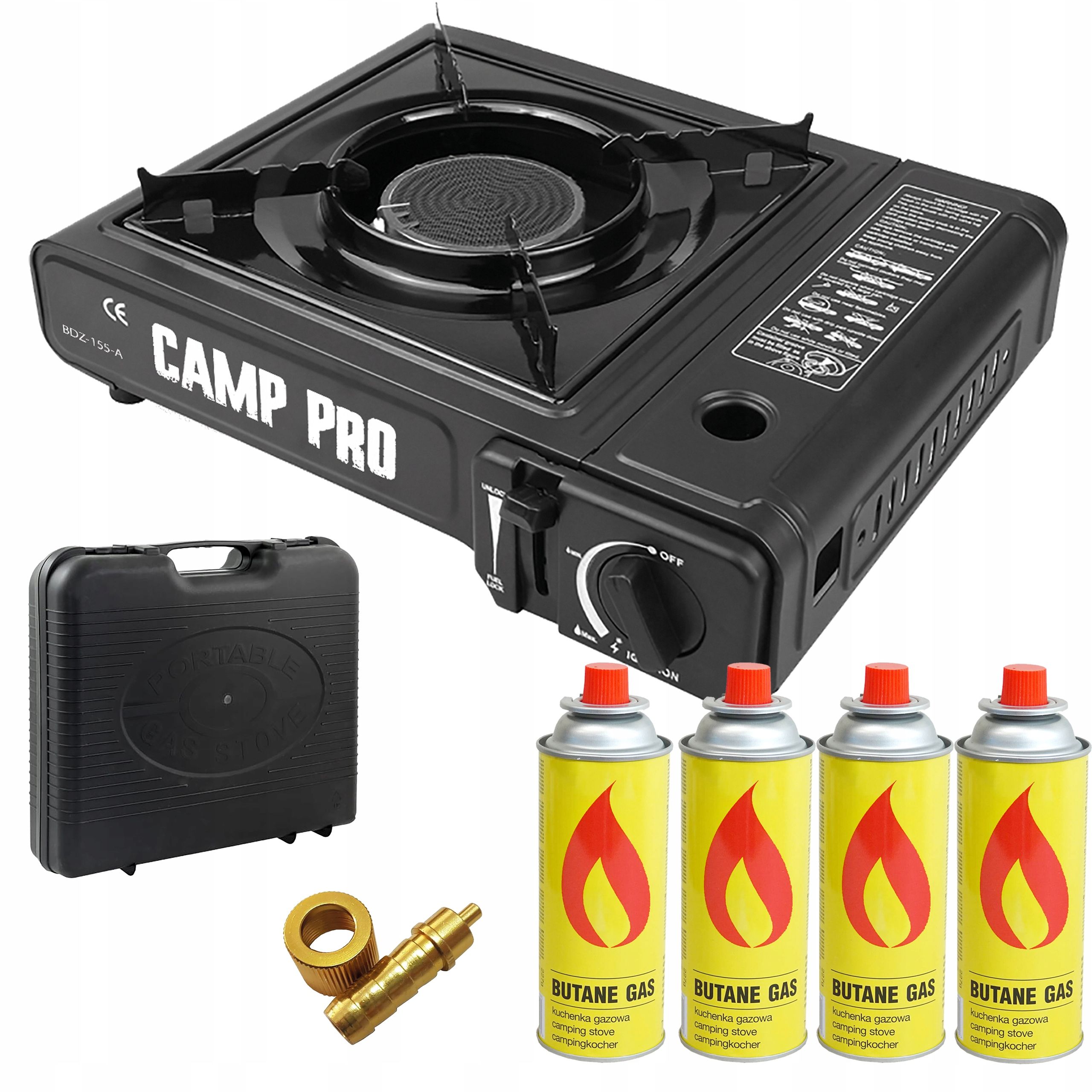  Gasherd tourist mobil keramik + koffer adapter + 4x gas