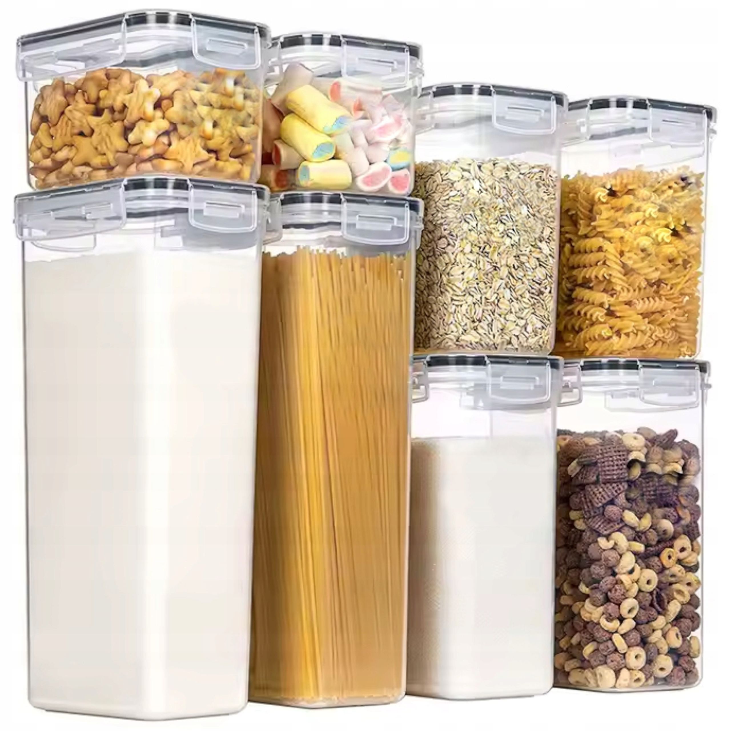  Food containers set 4x2,5l jar kitchens + nakleji measuring cups