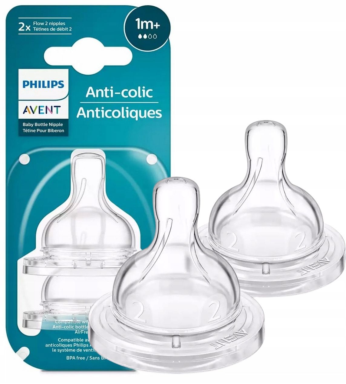  Philips avent knupis antikolikas pudelē anti-colic 6m+ 2 gab.
