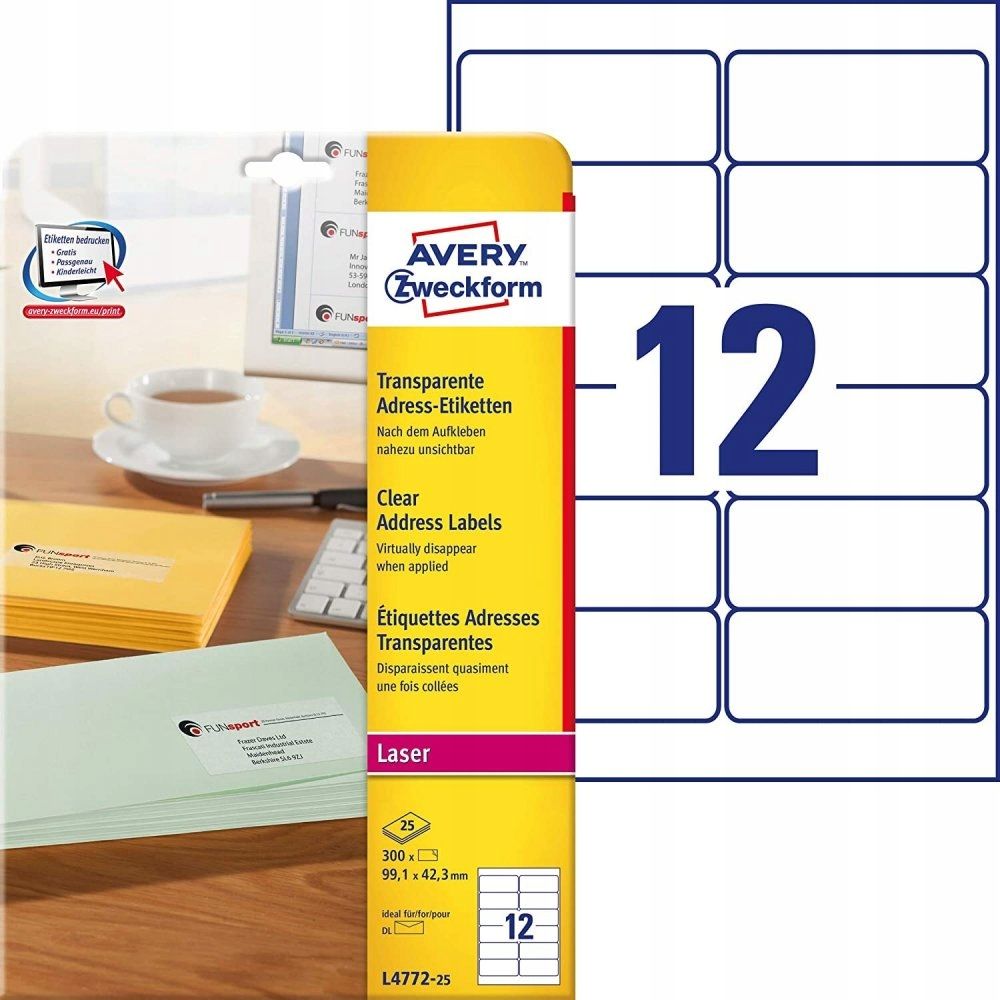  Etiketės avery zweckform 105-74mm 100 lapų x4