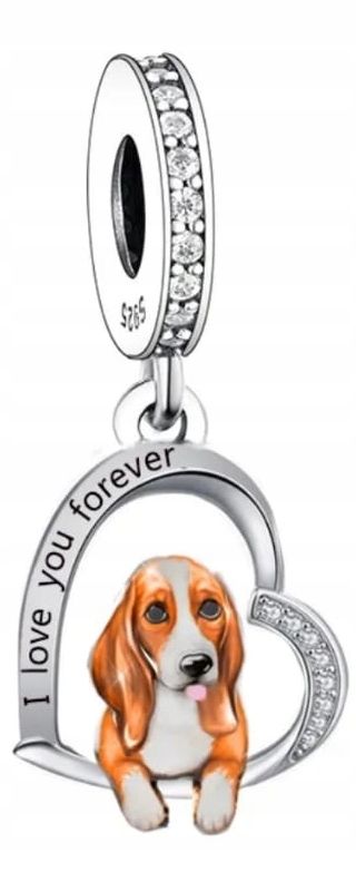  Md charms anhänger hündchen herz grau hund chihuahua steine | s925
