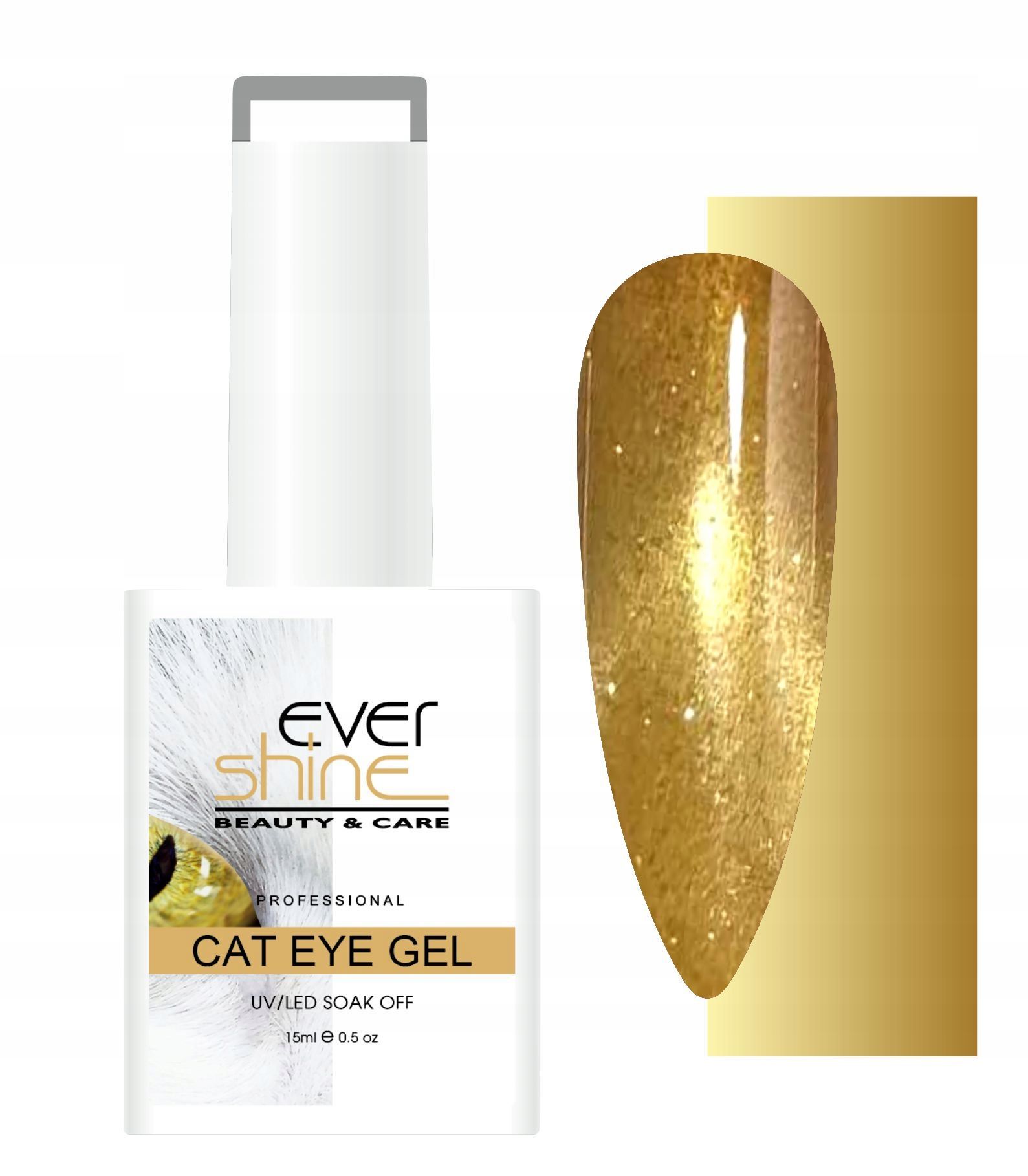 Cat eye hybrid-nagellack champagnerfarbe golden mit silber in partikeln evershine
