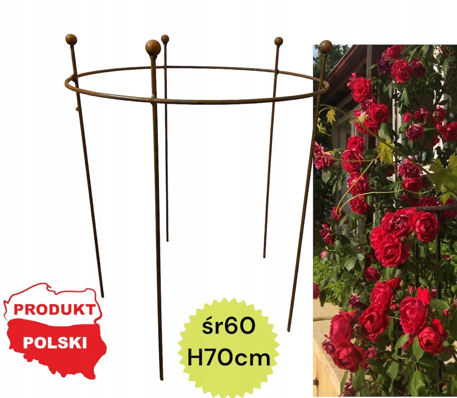  Podpora rostlin keře velikost pivoňka hortenzie podporuje sr.50 h 60cm kov