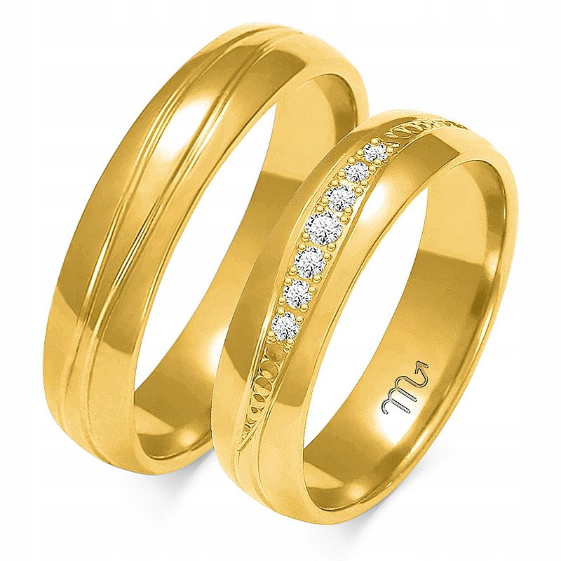  Eheringe golden 8k 5 mm zirkone id a-143