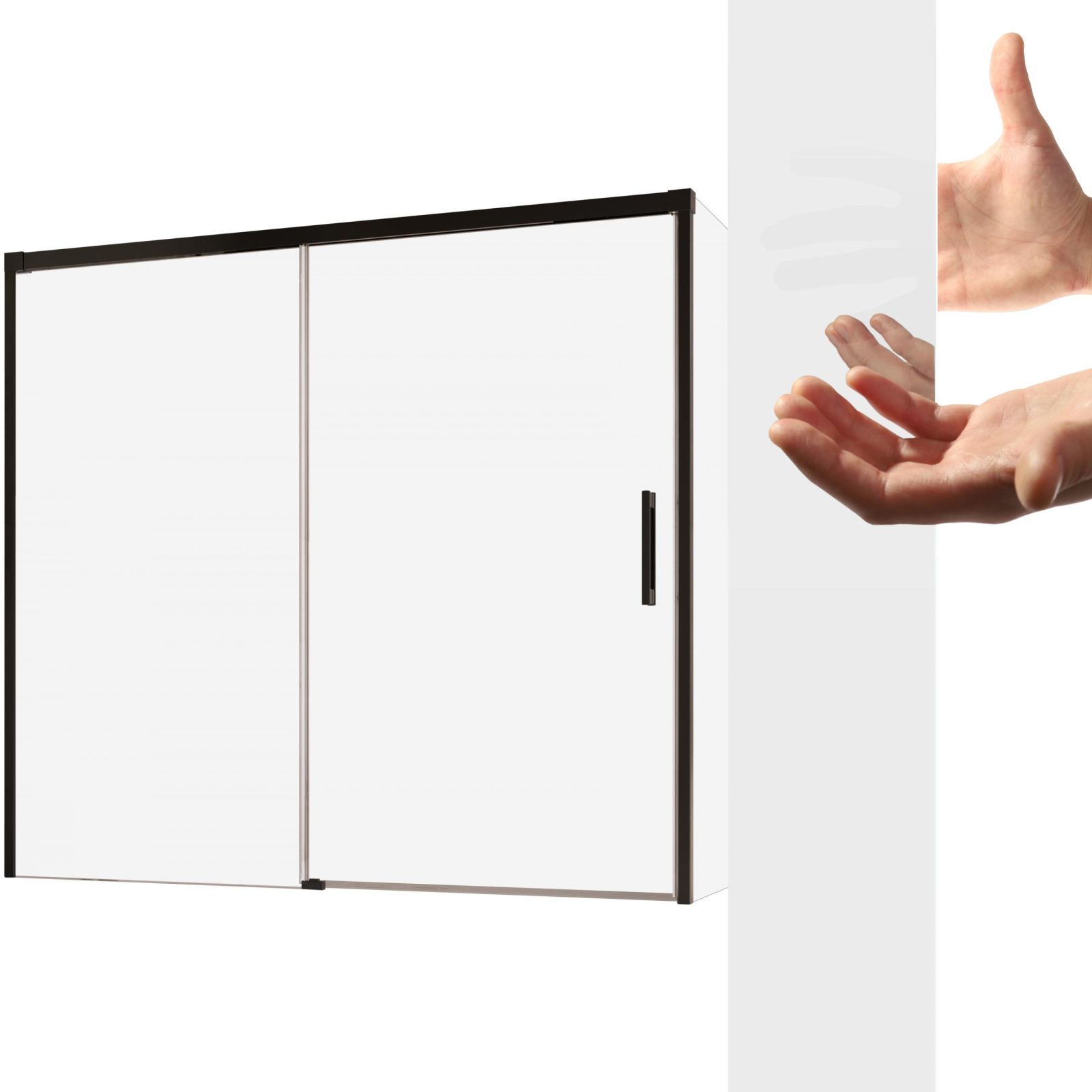  Badezimmerwand glas schwarz 140x80 l graphitfarbe + reinigungsschaum dämmerung