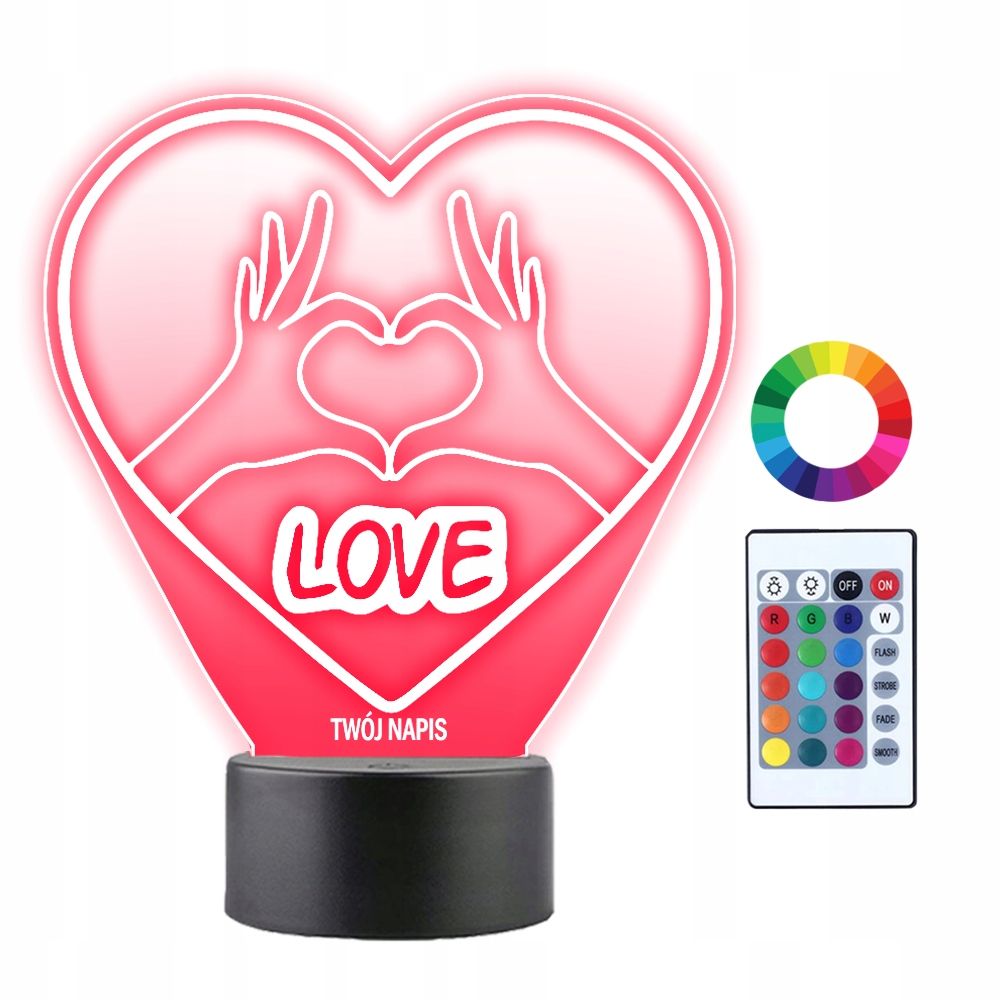  3d nakts gaisma led par dāvanu valentīna diena gravēšana
