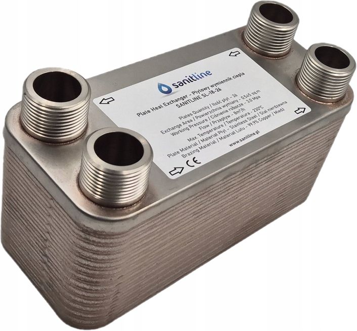  Šilumokaitis 26 plokštelinis sanitline sl-18-26-a1 galia 35 kw jungtis 4x 1"