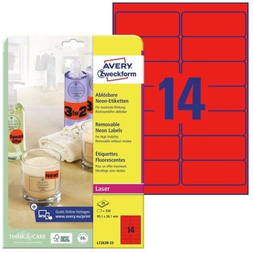  Etiketės avery zweckform 105-74mm 100 lapų x4