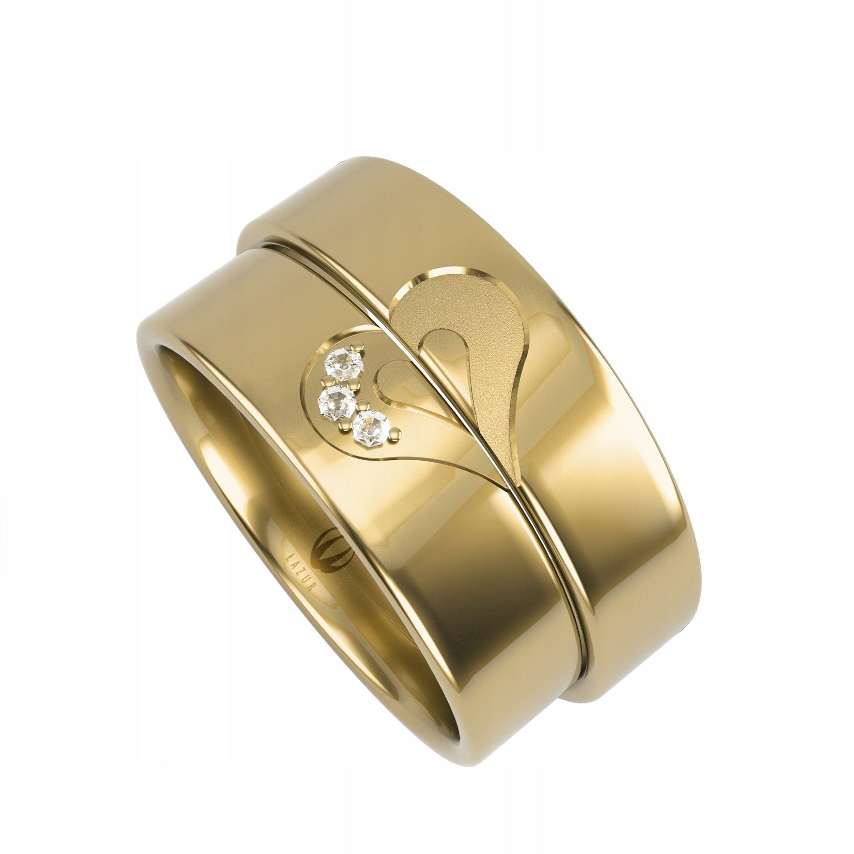  Golden eheringe mit herzmotiv pr.0,585 breite 5 mm