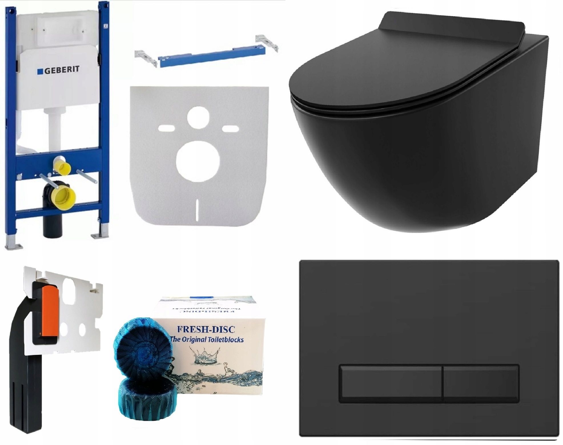  Wc rāmja komplekts geberit + atslēga + tualetes pods melns matēts + dēlis w/o+fresh
