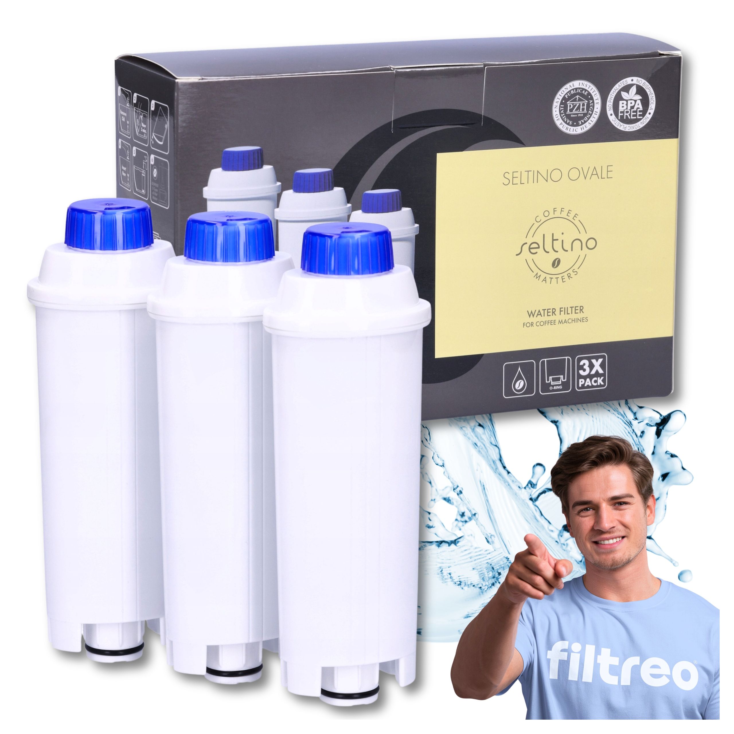  3x filtrs kafijas automātam delonghi seltino ovale i ecodecalk 500ml i otu
