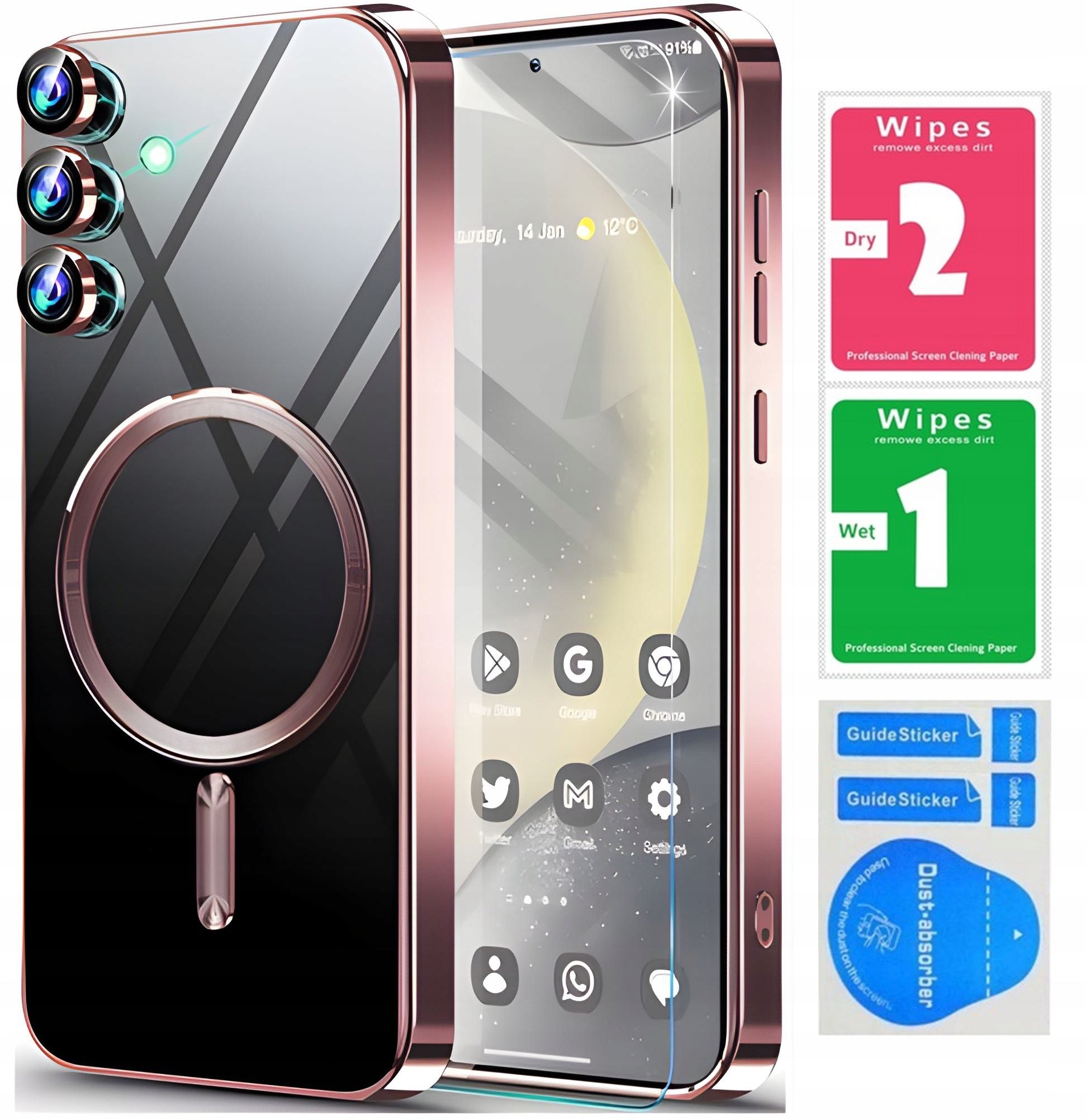  Protective case magsafe back case + 2x glass premium - samsung galaxy s25