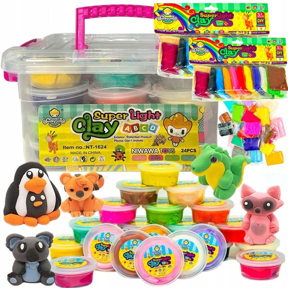  Množina magický plastelína clay plastelína tvrdnúca na vzduchu 48 počítač. + kufor + príslušenstvo