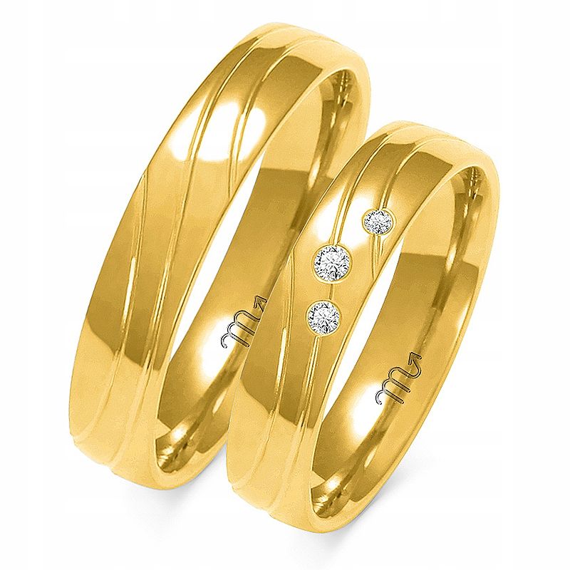  Eheringe golden 8k 5 mm zirkone id a-143