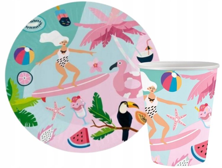  Set football on murawie saucers i cups birthday football