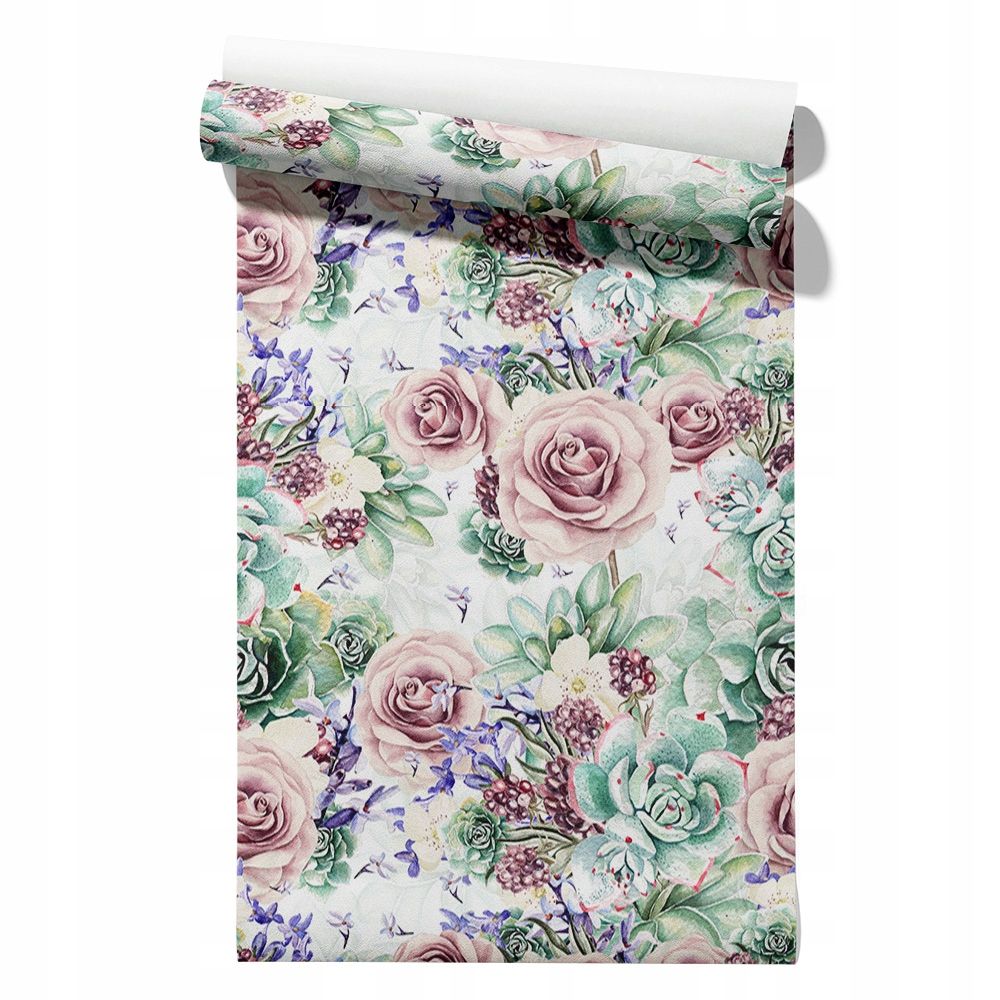  Wallpaper non-woven fabric pastel cherries wallpaper in a roll 50cm x 6,1mb