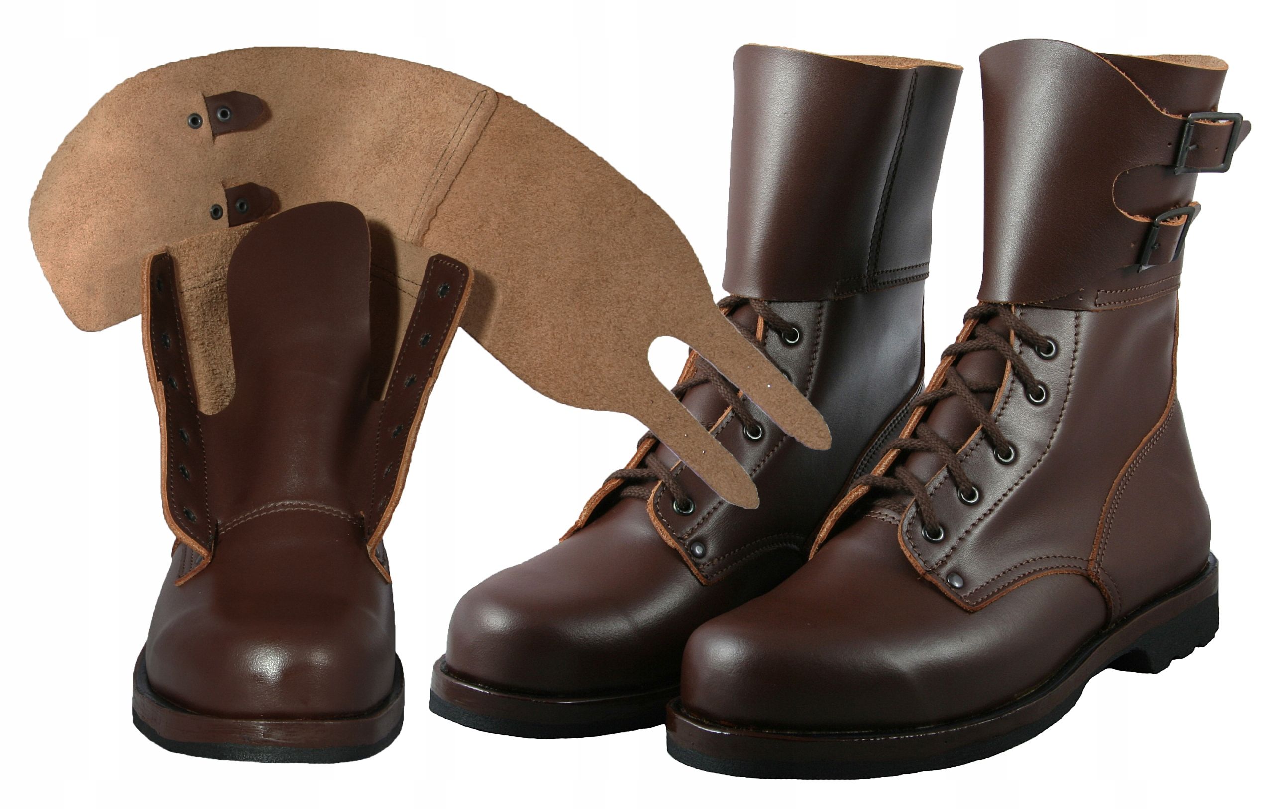  Military boots tighteners brown color leather size. 42