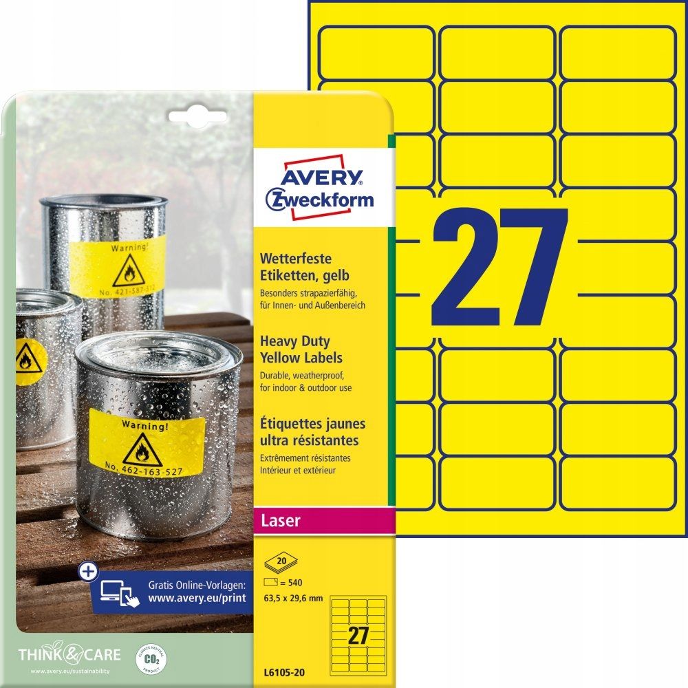  Etiketės avery zweckform 105-74mm 100 lapų x4