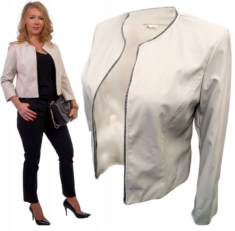  Bolero öko-leder jacke beige mit futter polnisches produkt größe 36
