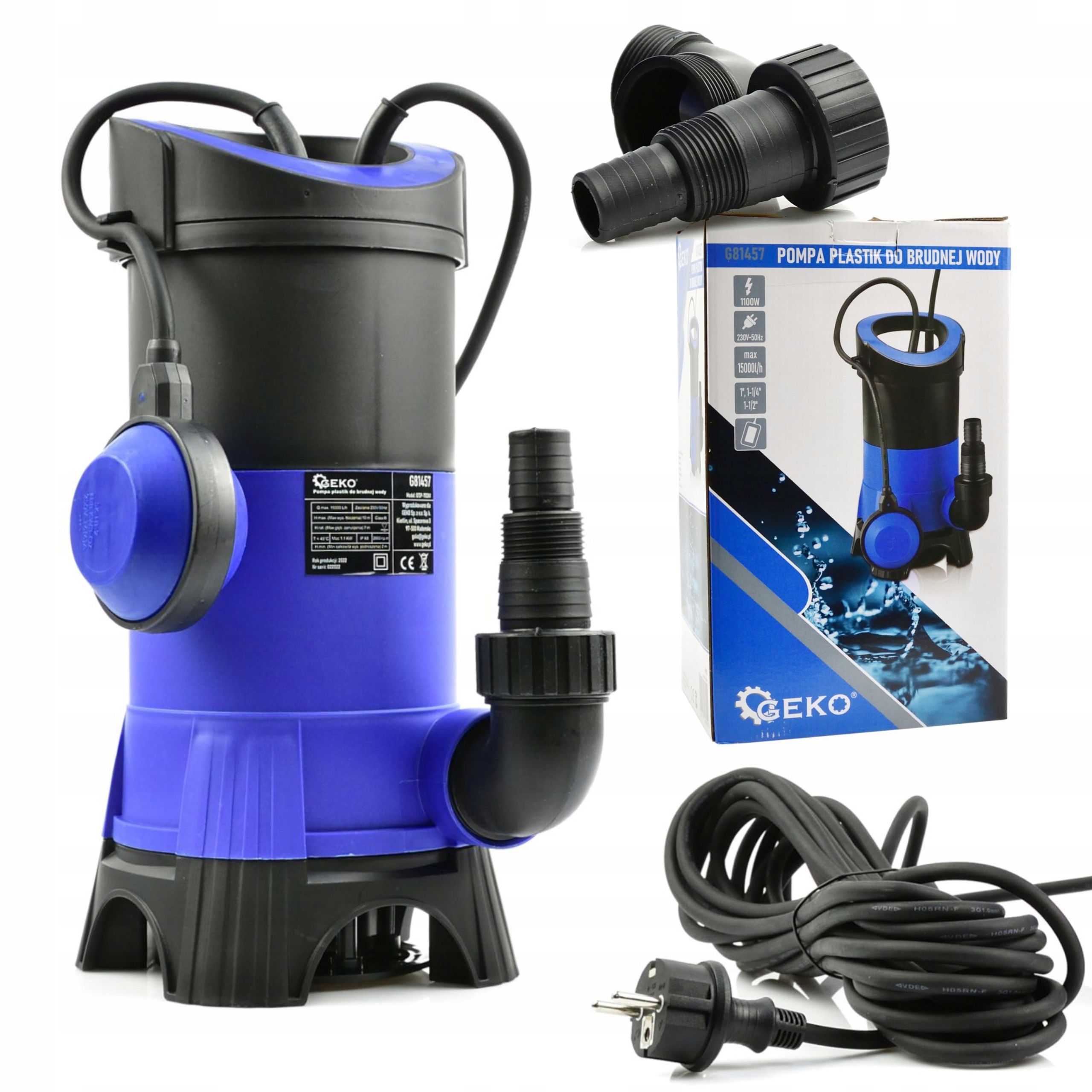  Geko panardinamas siurblys qjd2-62/15-1,5 vandeniui šulinio 1500w 1,5kw 5400 l/h