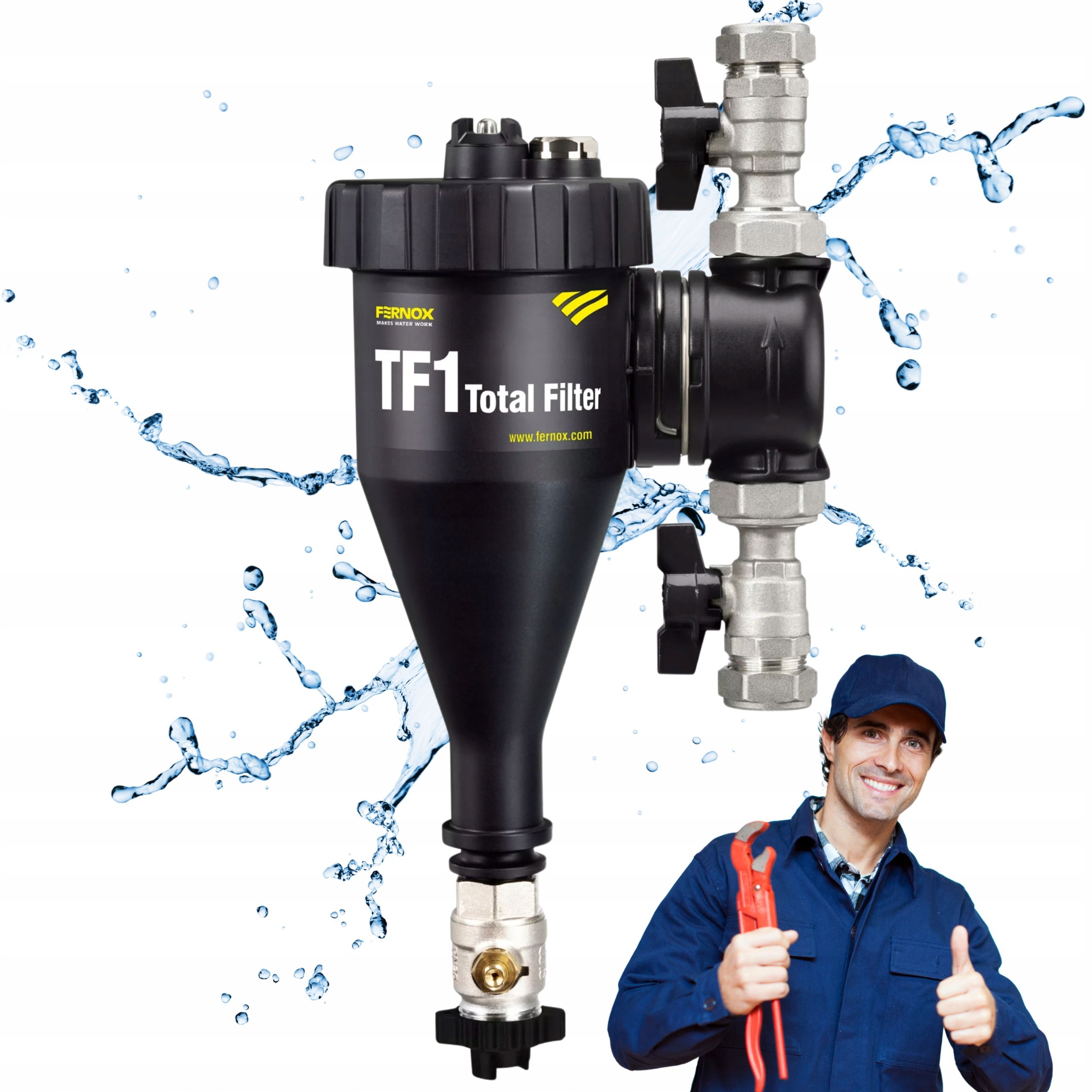  Netīrumu atdalītājs magnētiskais filtrs 22mm fernox tf1 + inhibitors f9