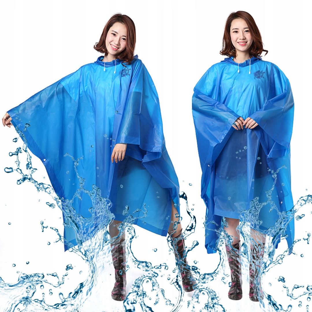  Raincoat with hood detachable cape universal grey
