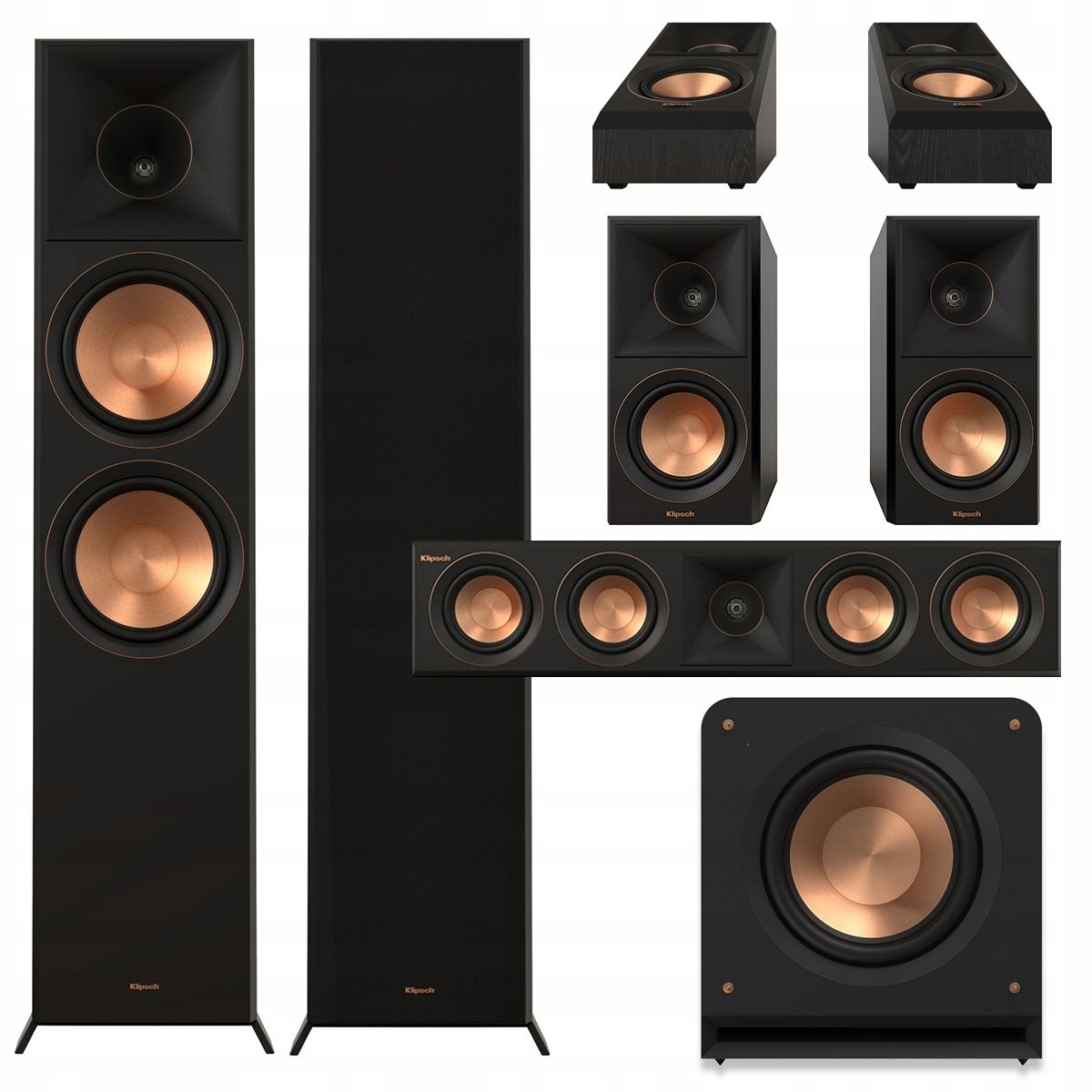  Klipsch rp-8000f ii + cs-18c + rp-504c + 500sa + rp-1200sw množina kiná 7.1