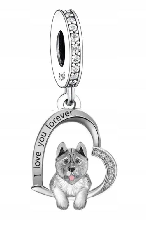  Md charms anhänger hündchen herz grau hund chihuahua steine | s925