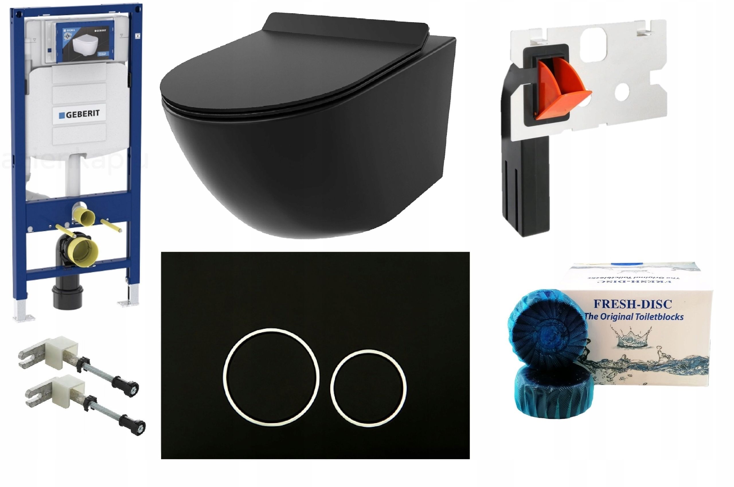  Wc rāmja komplekts geberit + atslēga + tualetes pods melns matēts + dēlis w/o+fresh