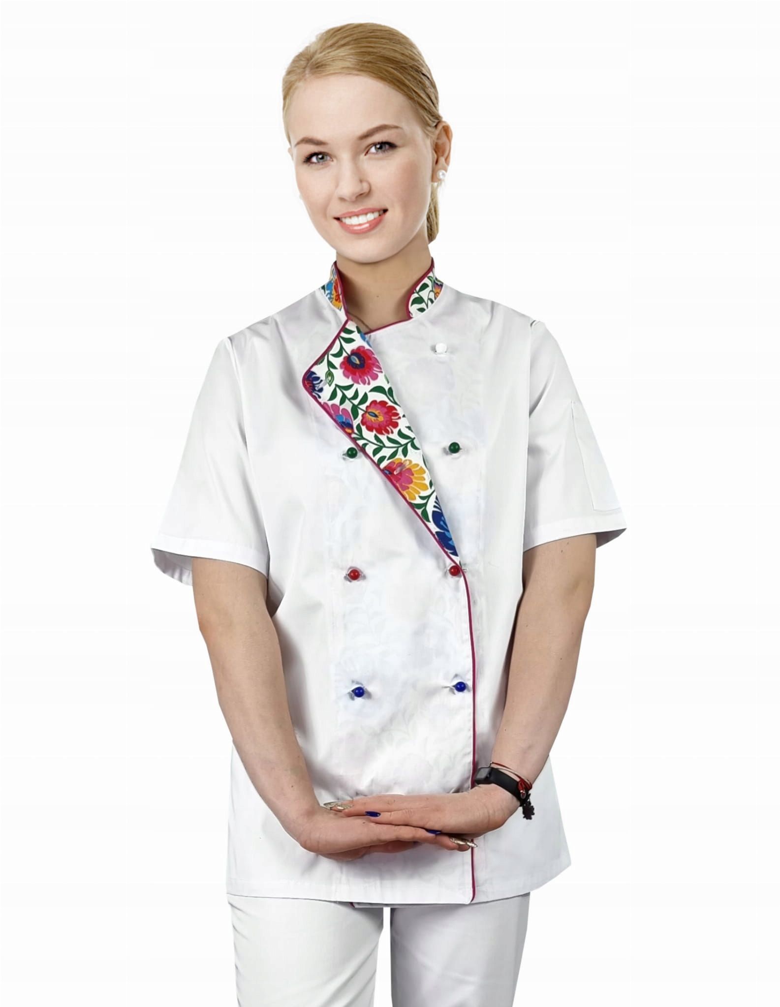  Kuchárska košeľa čiernej farby, ženský, krátke rukávy roz.xxl