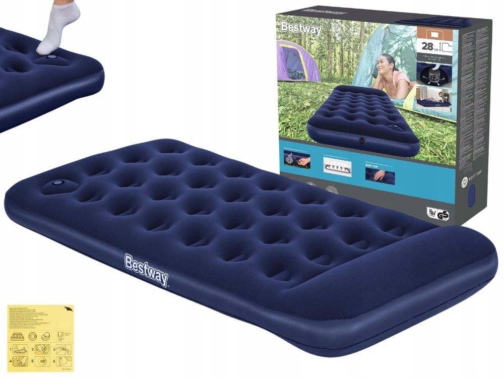  Velurová nafukovací matrace pro 2 osoby 203x152x28 bestway 67226 ponožková pumpa