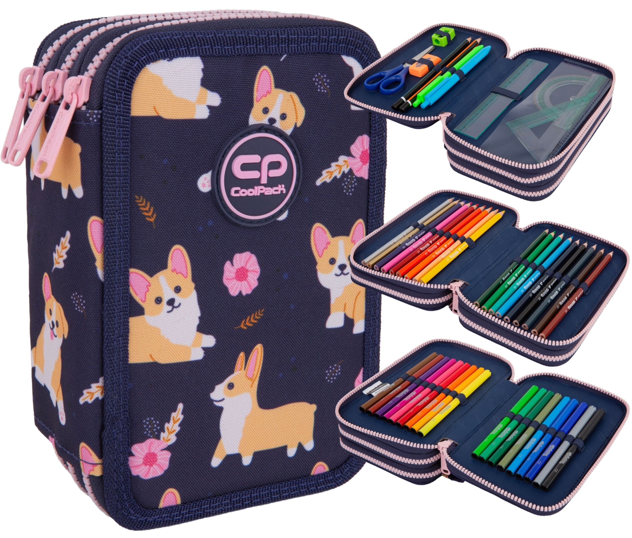  Trijų skyrių penalas su priedais "coolpack" jumpe