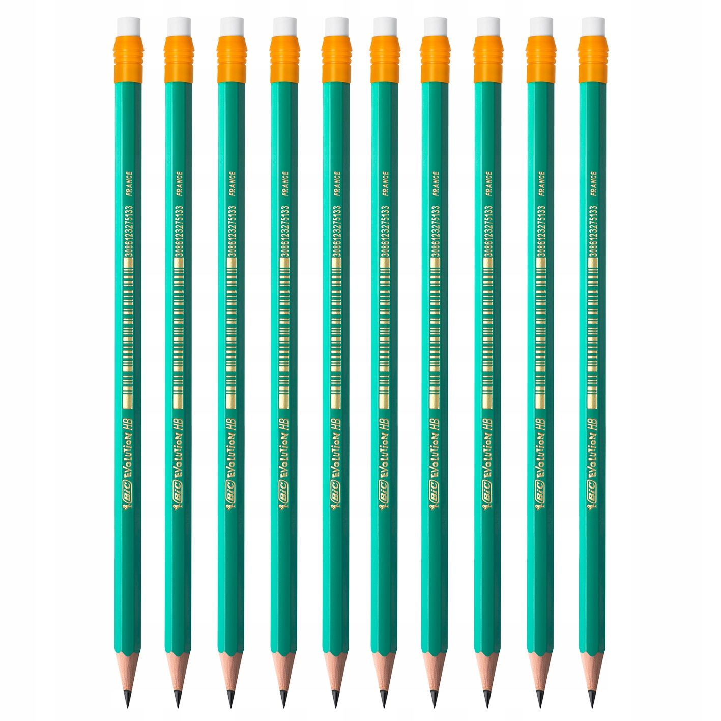  6 pcs. x pencil bic evolution original hb/2 from resin bezdrzewnej