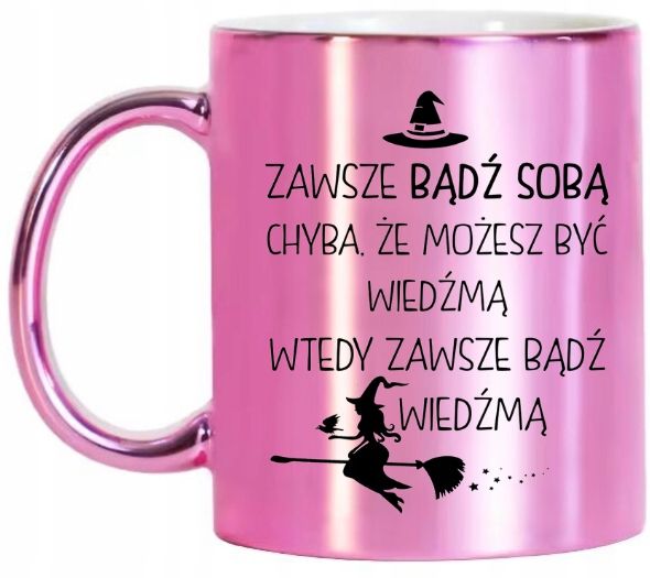  Krūzīte rozā metalik premium ar podziekowaniem dzimšanas diena vārda diena dāvana