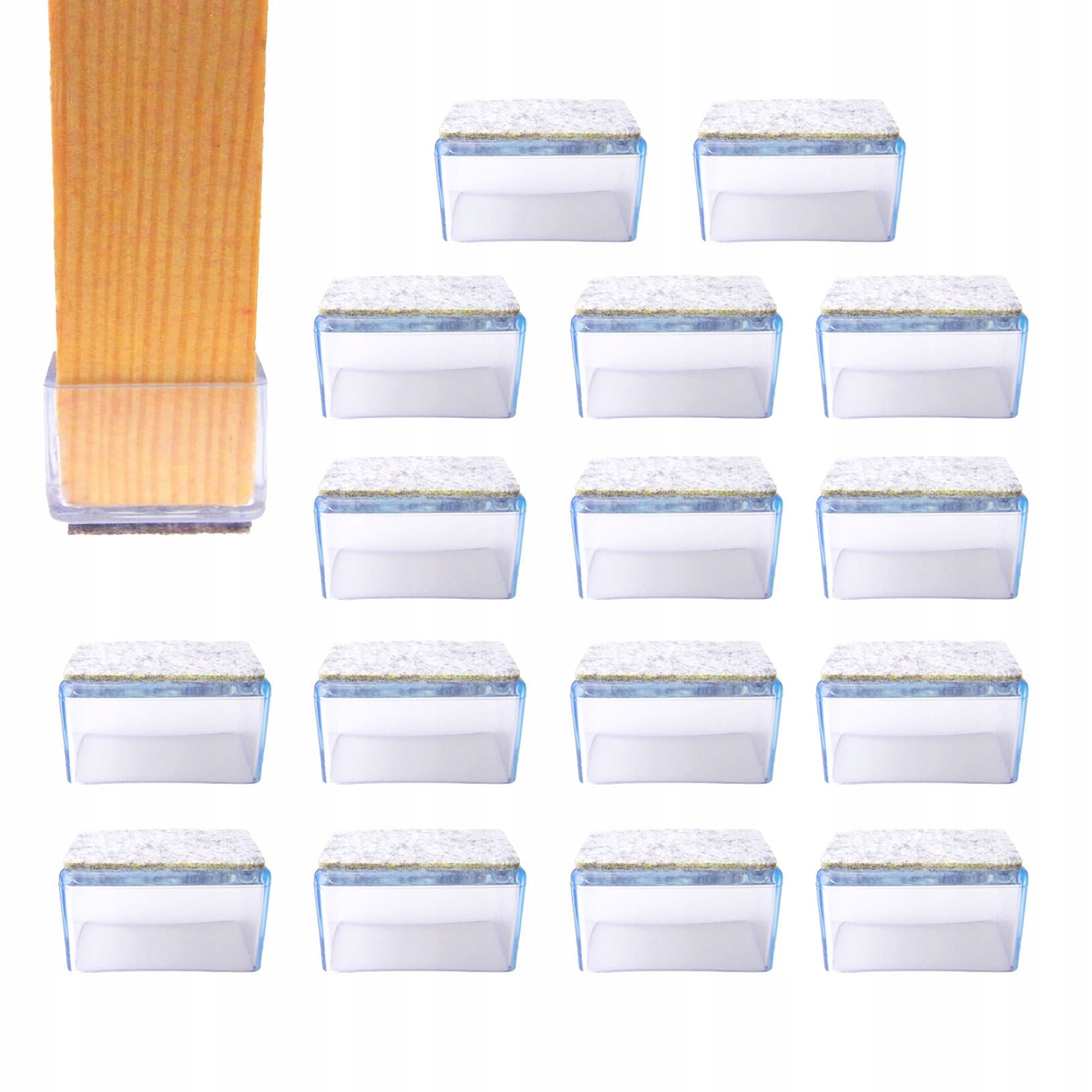  Tipy pro nohy židle ovál plstěný 16x34mm silikon x16