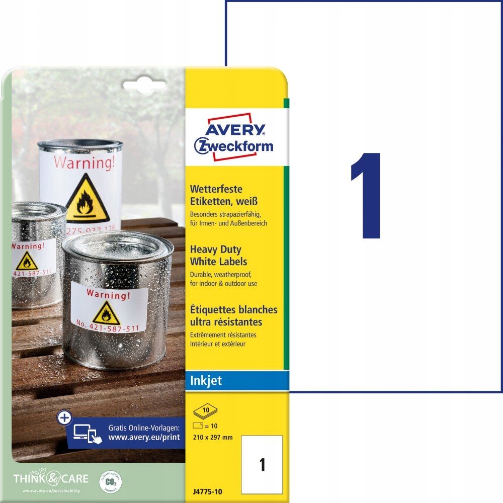  Etiketės avery zweckform 105-74mm 100 lapų x4