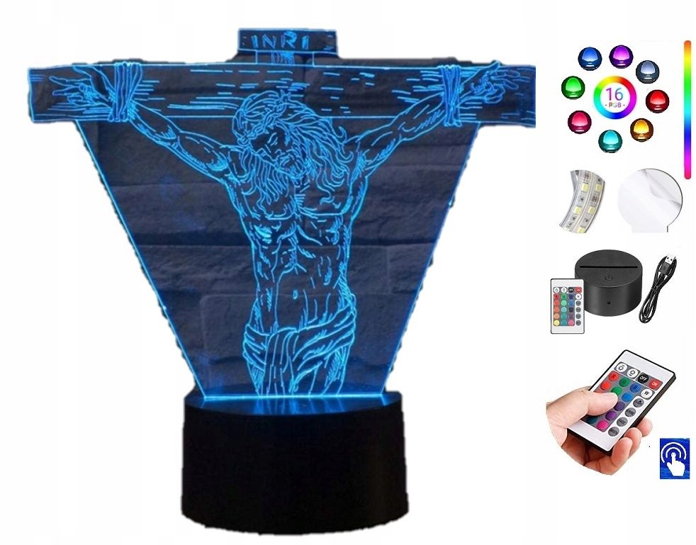  Light bulb on the glass pope jan pawel ii gift 3d led rgb + remote control 16 color