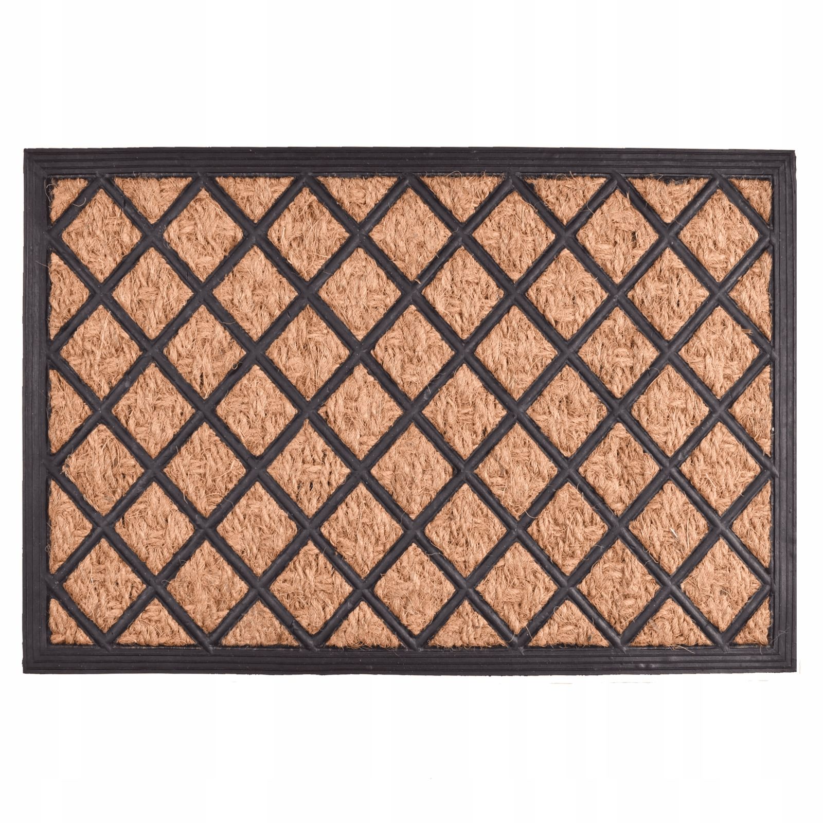  Kājslauķis 60x40 cm kokosrieksts ar apdruku hello kvadrāti brūna krāsa