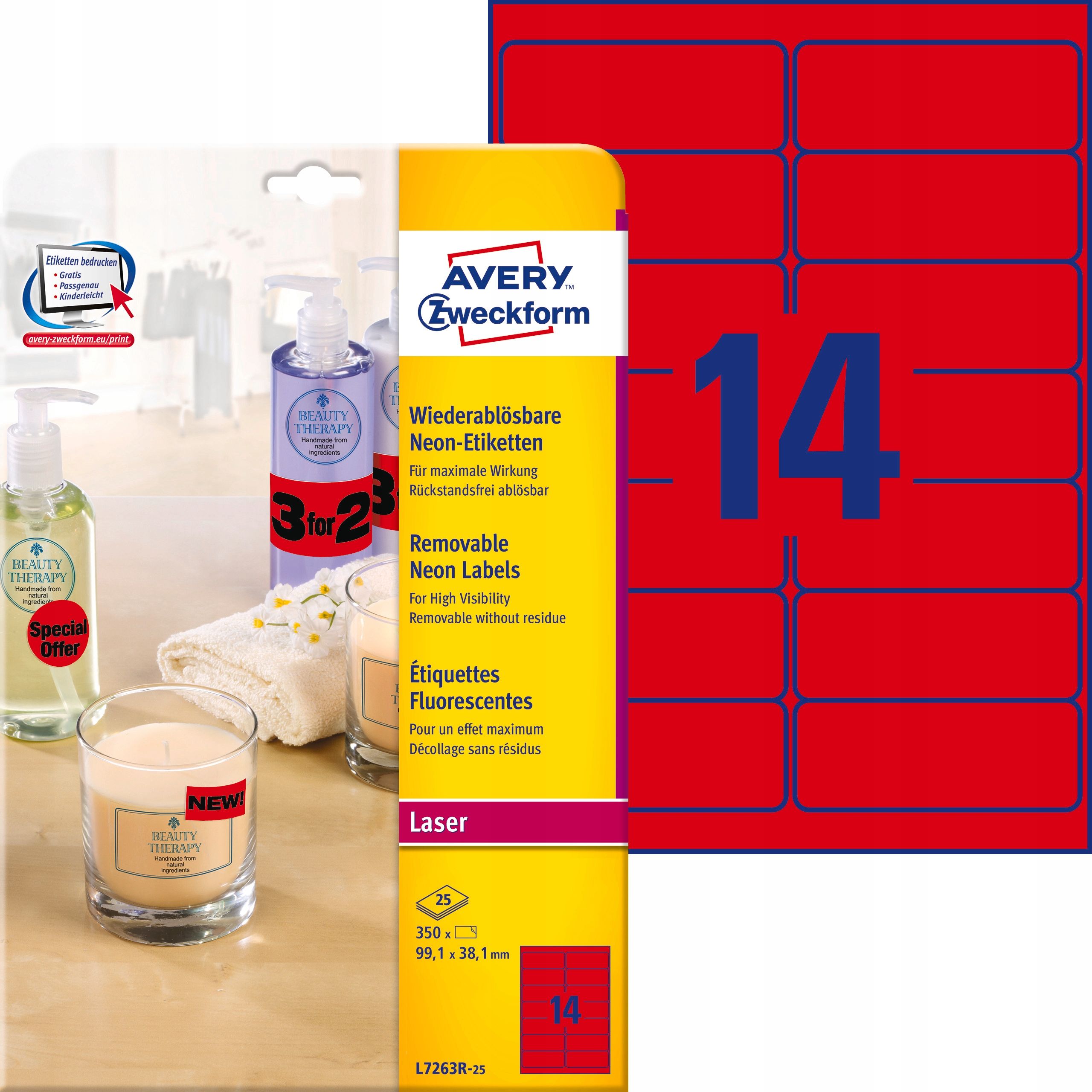  Avery etiketės nominali sidabras 25,4x10mm 6008