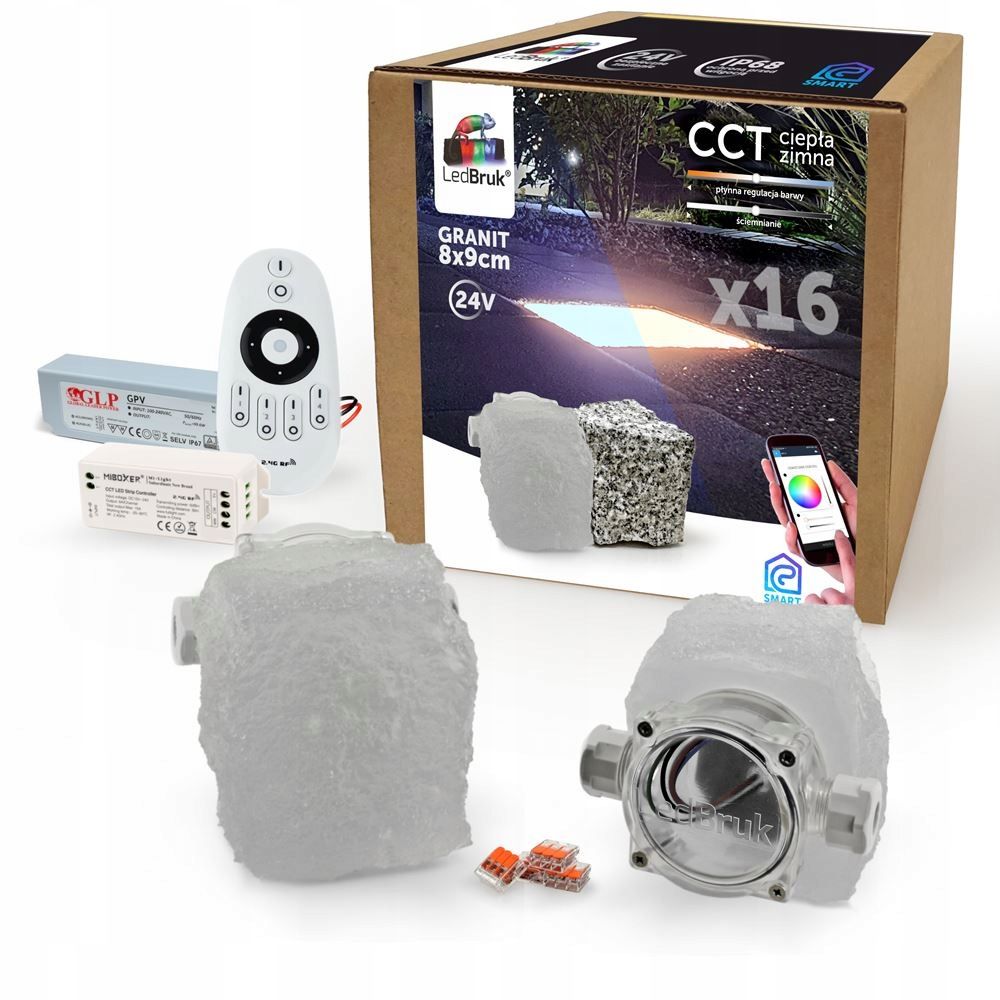  Ledbruk šviečiančios trinkelės 24v granitas 8x9 cct