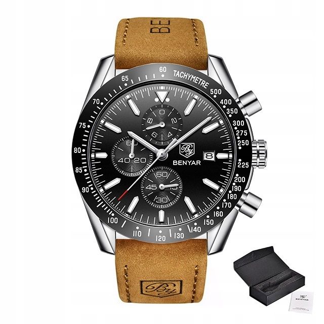  Uhr benyar männlich elegant chronograph schachtel